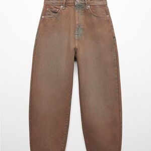 Mango Washed Brown High-Waisted Jeans NWT